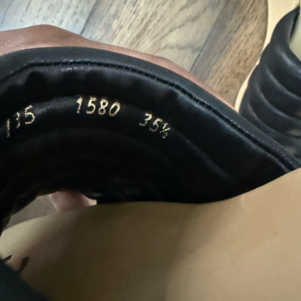 Authentic Chanel Black Leather Women's Wedge Sandals - Picture 8 of 8